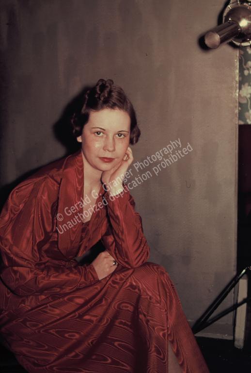 Photo of a woman wearing a red dress